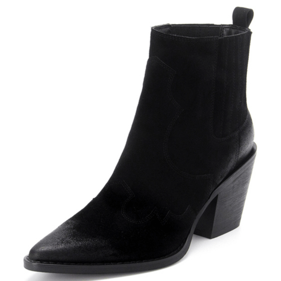Bottines Style Western Daim Noir / 34 | 22