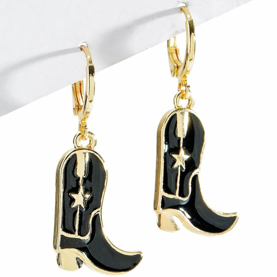 Boucles d'Oreilles Style Country Noir