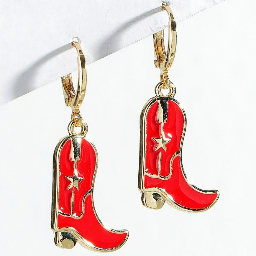 Boucles d'Oreilles Style Country Rouge
