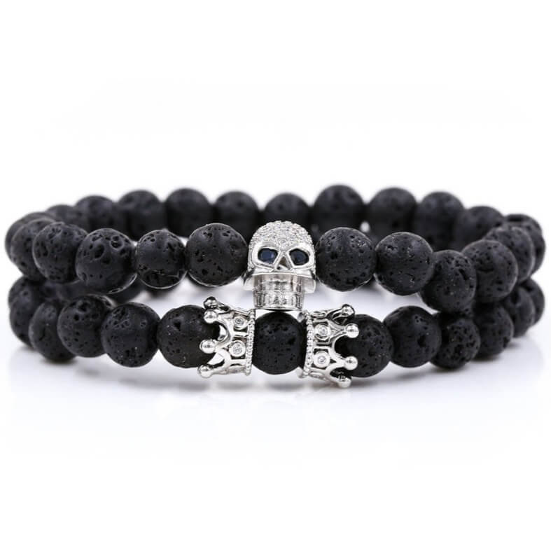 Bracelet Johnny Hallyday Tête de Mort Argent