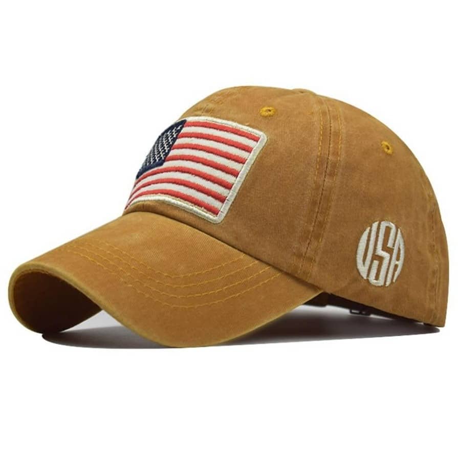 Casquette avec Drapeau Américain Caramel