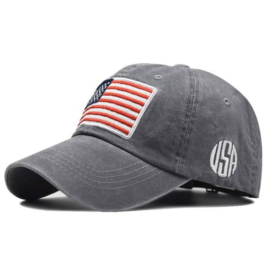 Casquette avec Drapeau Américain Gris