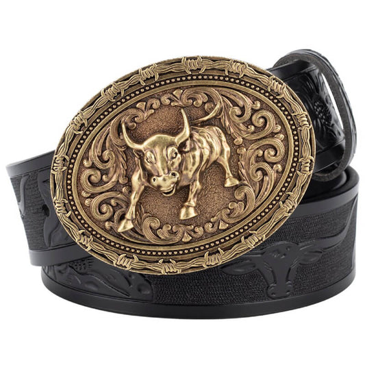 Ceinture avec Plaque Western Noir / 95cm