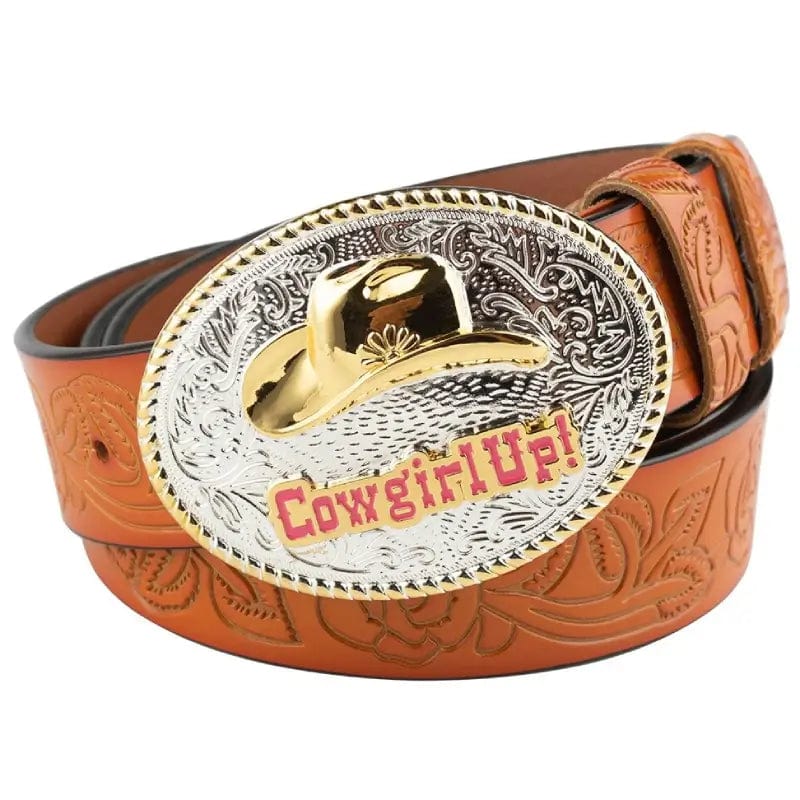 Ceinture Boucle Western pour Femme Orange / 95cm