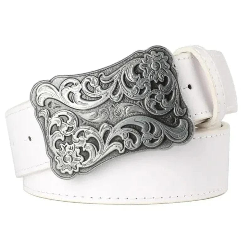 Ceinture Country Blanche Argentée / 105cm