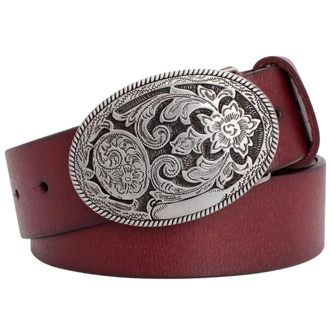 Ceinture Country Femme en Cuir Marron / 105cm