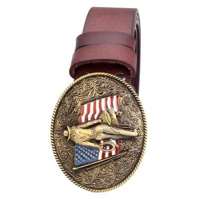 Ceinture de Cowboy avec Boucle Dorée Marron / 105cm