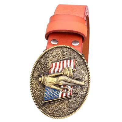 Ceinture de Cowboy avec Boucle Dorée Orange / 105cm