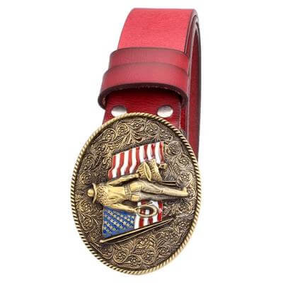 Ceinture de Cowboy avec Boucle Dorée Rouge / 105cm