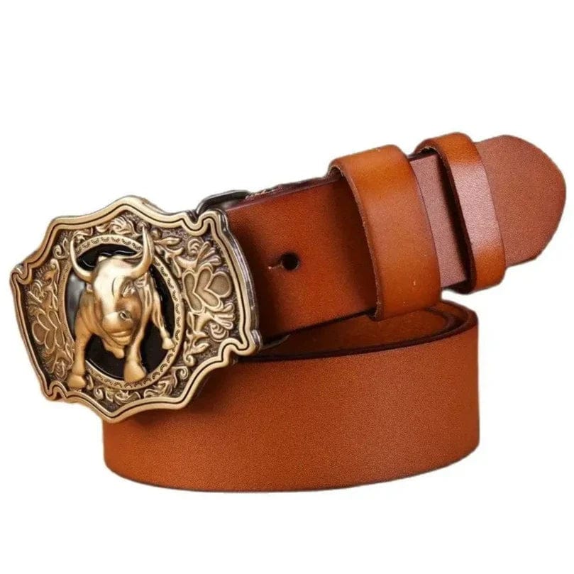 Ceinture de Cowboy en Cuir Marron clair / 100cm