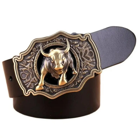 Ceinture de Cowboy en Cuir Noir / 100cm