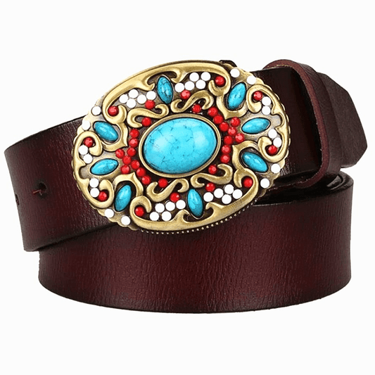 Ceinture de Cowboy pour Femme en Cuir Marron / 105cm