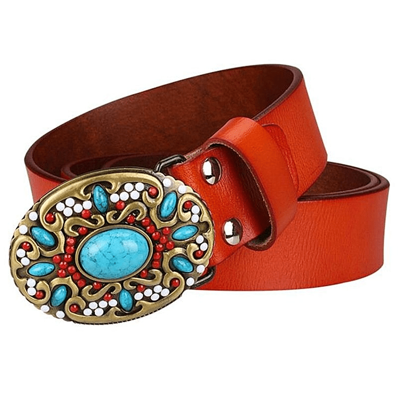 Ceinture de Cowboy pour Femme en Cuir Marron clair / 105cm