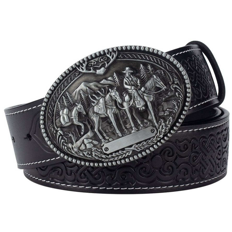 Ceinture en Cuir Motif Western Argent vintage / 100cm