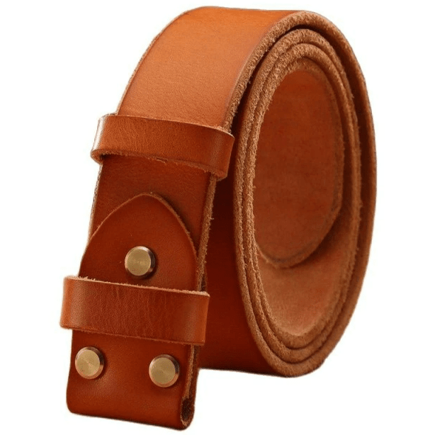 Ceinture en Cuir sans Boucle Marron clair / 100cm