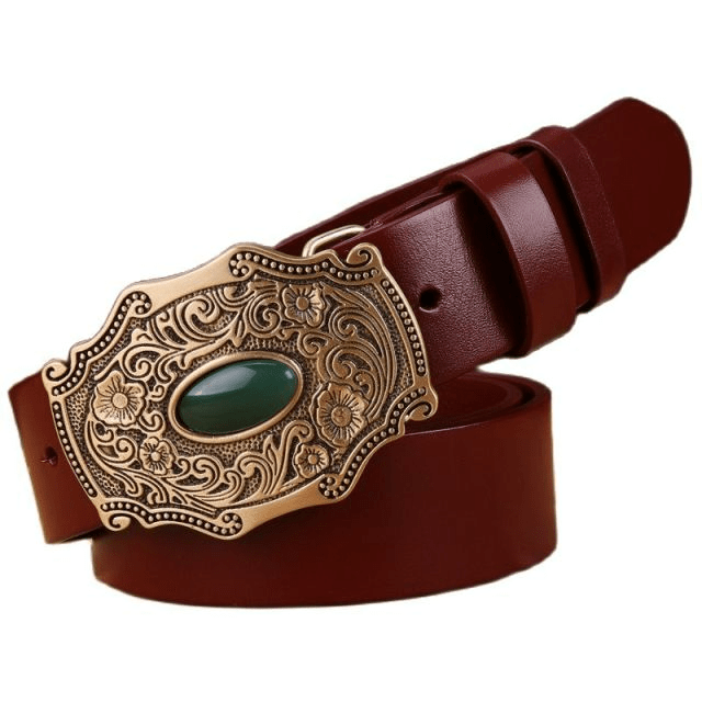 Ceinture en Cuir Western Homme Bordeaux / 105cm