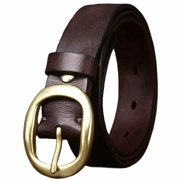 Ceinture Western en Cuir Marron Femme Chocolat / 95cm