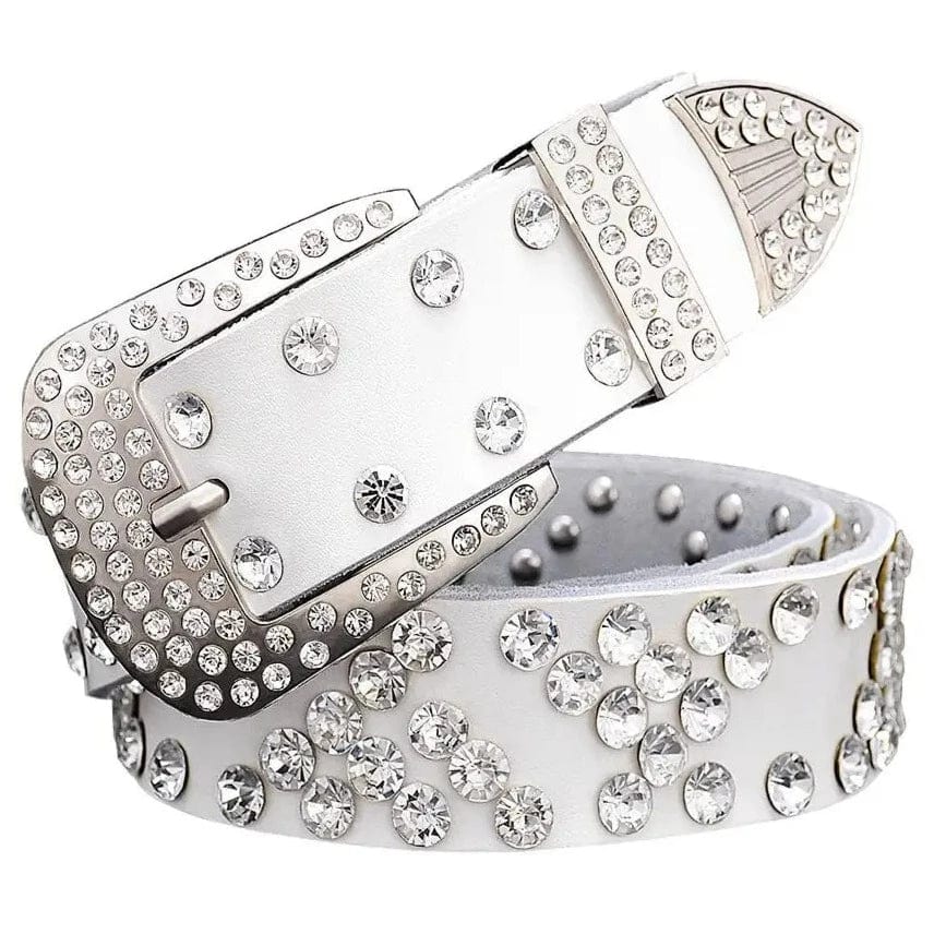 Ceinture Western Femme Strass Blanc / 95cm