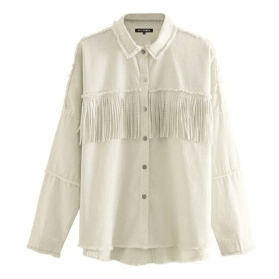 Chemise Country à Franges Blanc / XS