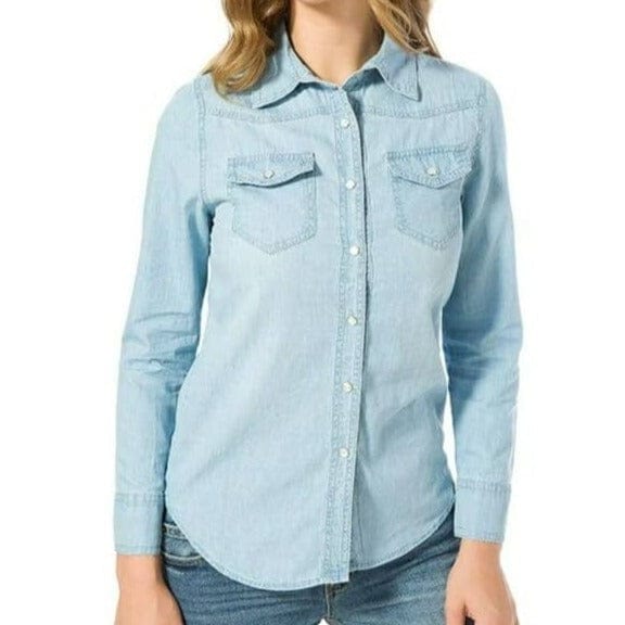 Chemise Western en Jean pour Femme Bleu clair / S