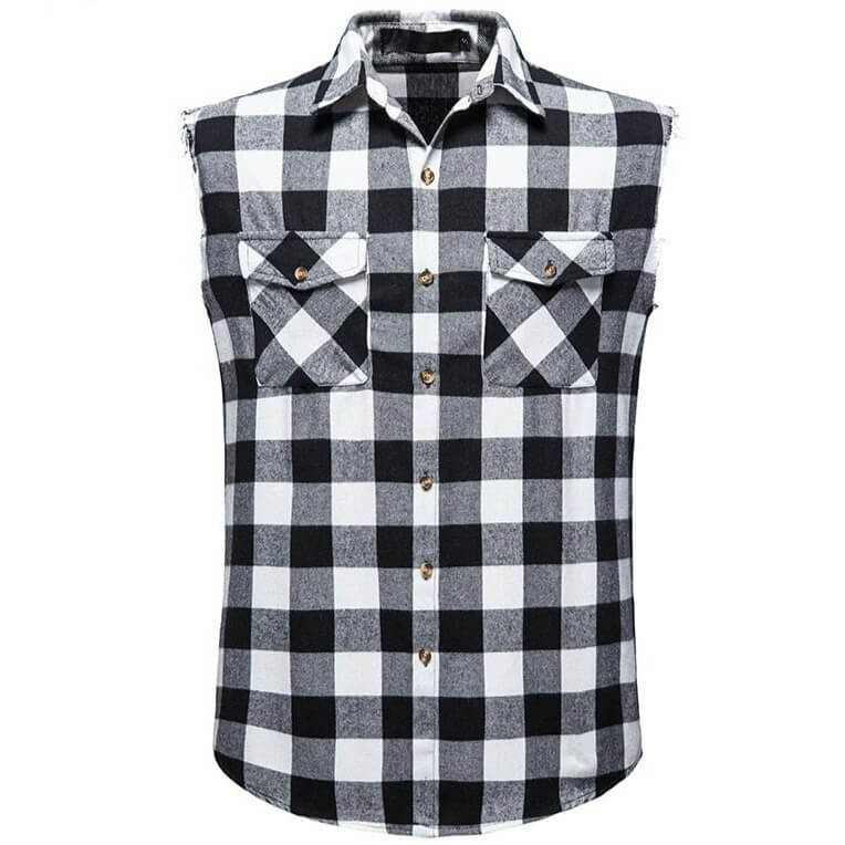 Chemise Western sans Manches pour Homme Blanc / S
