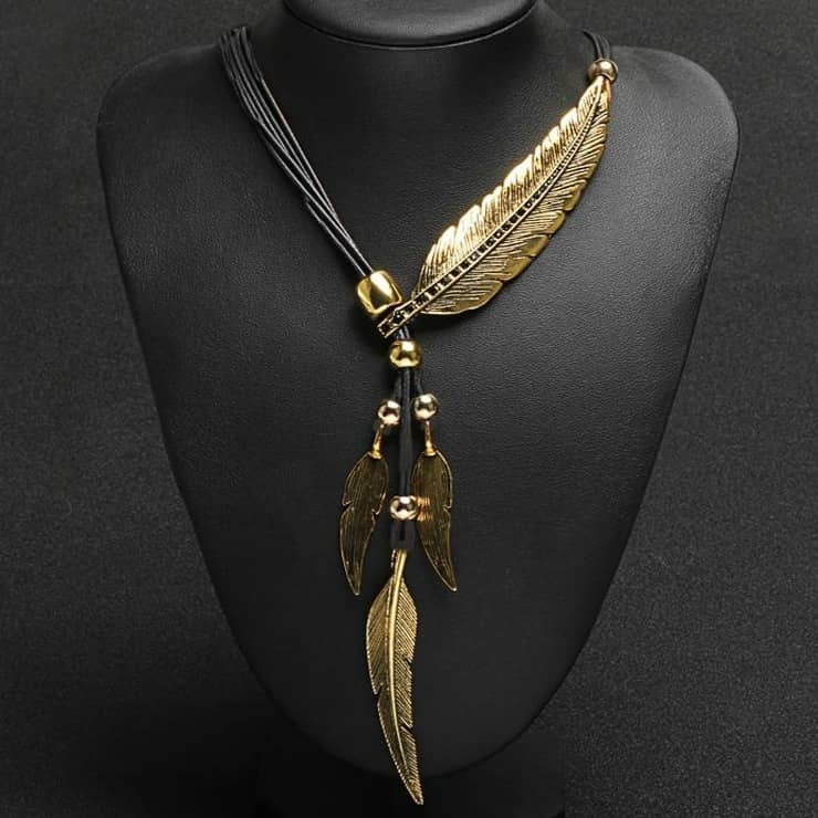 Collier Amérindien Noir | Doré