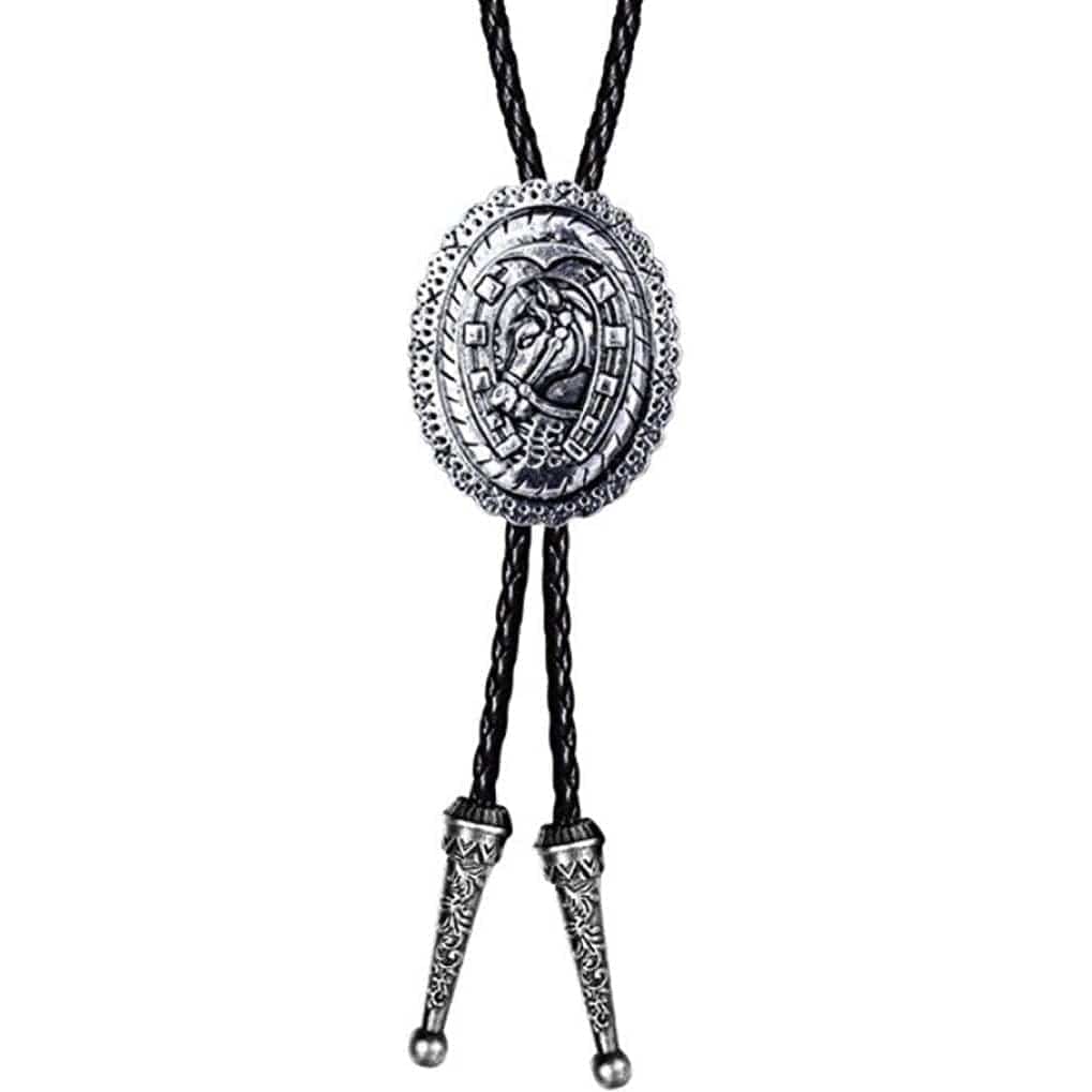 Bolo Tie Horse Argenté