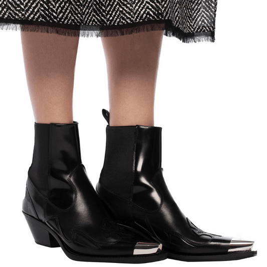 Bottines Style Cowboy Noires