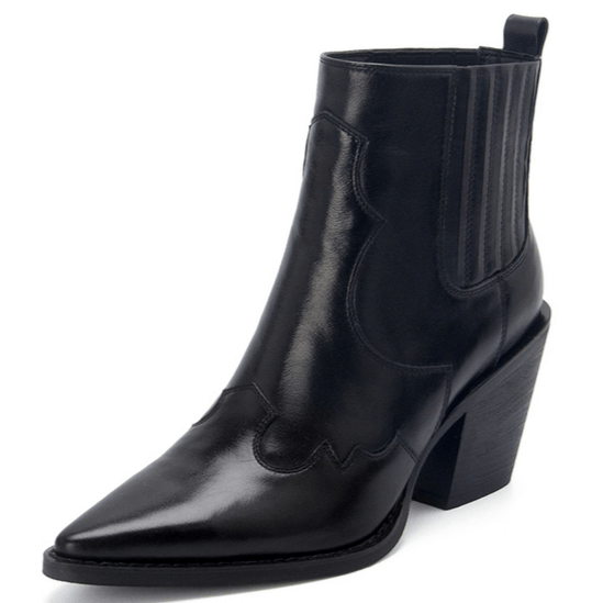 Bottines Style Western Cuir Noir / 34 | 22