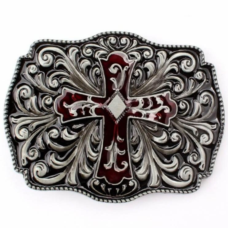 Boucle de Ceinture Style Western Homme Argenté