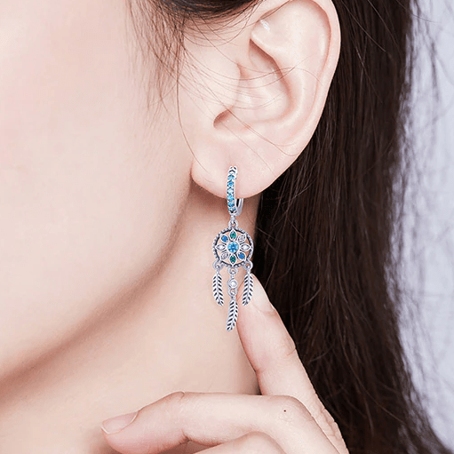 Boucles d'Oreilles Attrape-Rêves en Argent