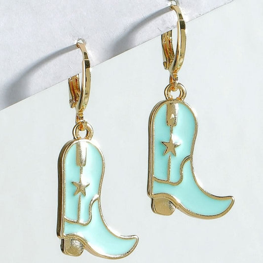 Boucles d'Oreilles Style Country Turquoise