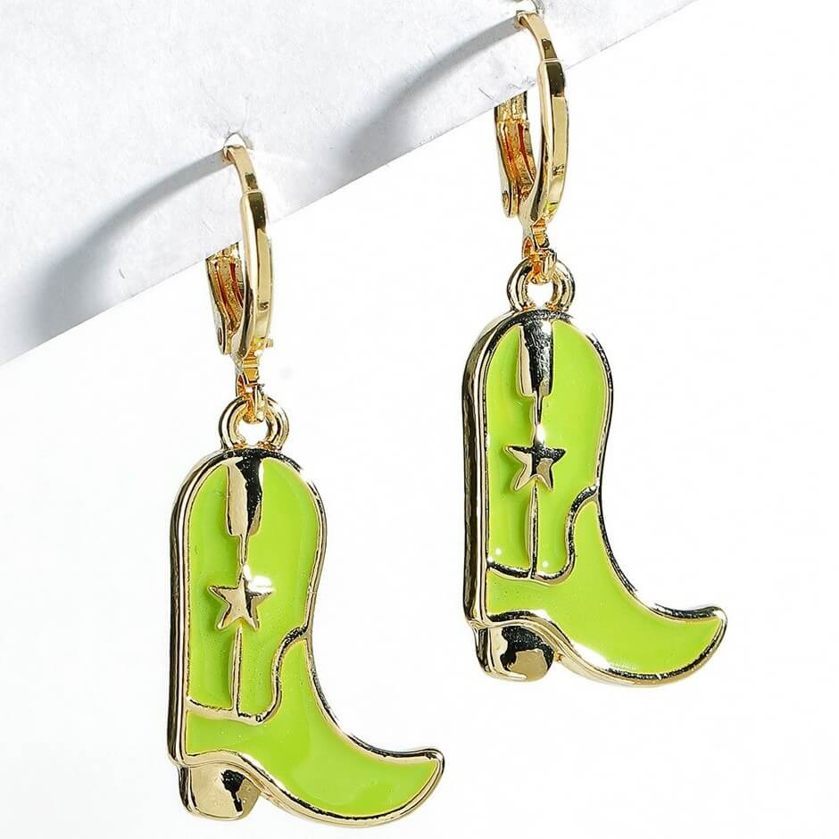 Boucles d'Oreilles Style Country Vert