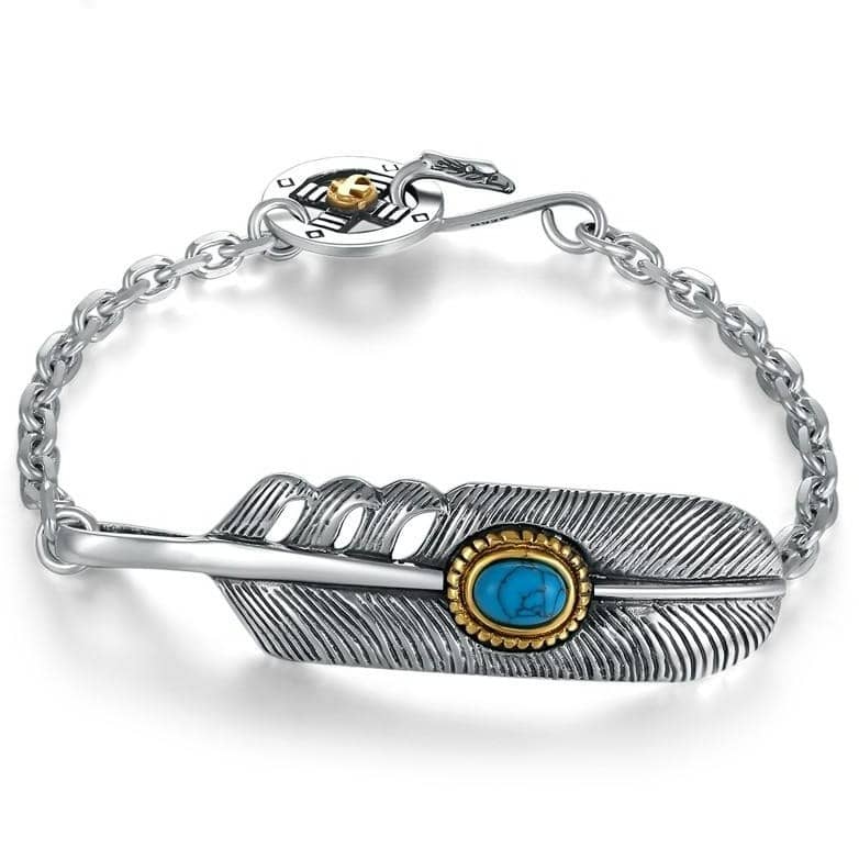 Bracelet Amérindien Argent et Turquoise 17cm