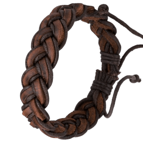 Bracelet en Cuir Tressé Marron