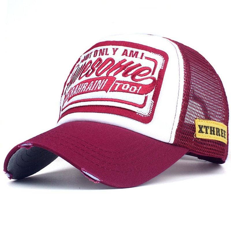 Casquette Vintage Américaine Bordeaux/blanc