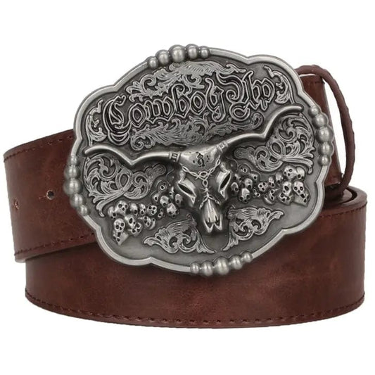 Ceinture à Boucle Cowboy Marron / 105cm