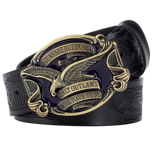 Ceinture Américaine avec Aigle Noir / 95cm