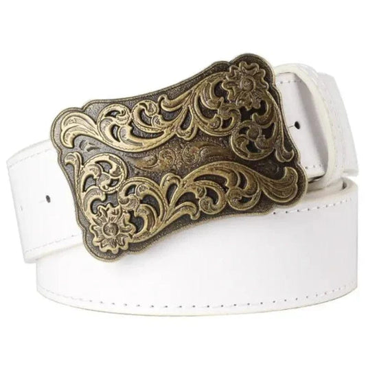 Ceinture Country Blanche Dorée / 105cm