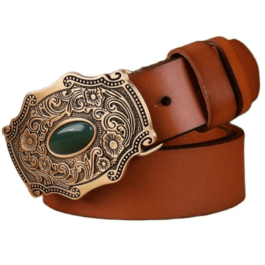 Ceinture en Cuir Western Homme Marron clair / 105cm