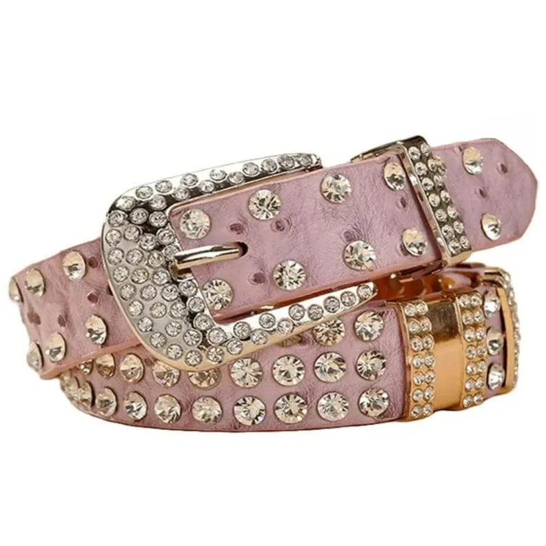 Ceinture Western à Strass Rose / 95cm