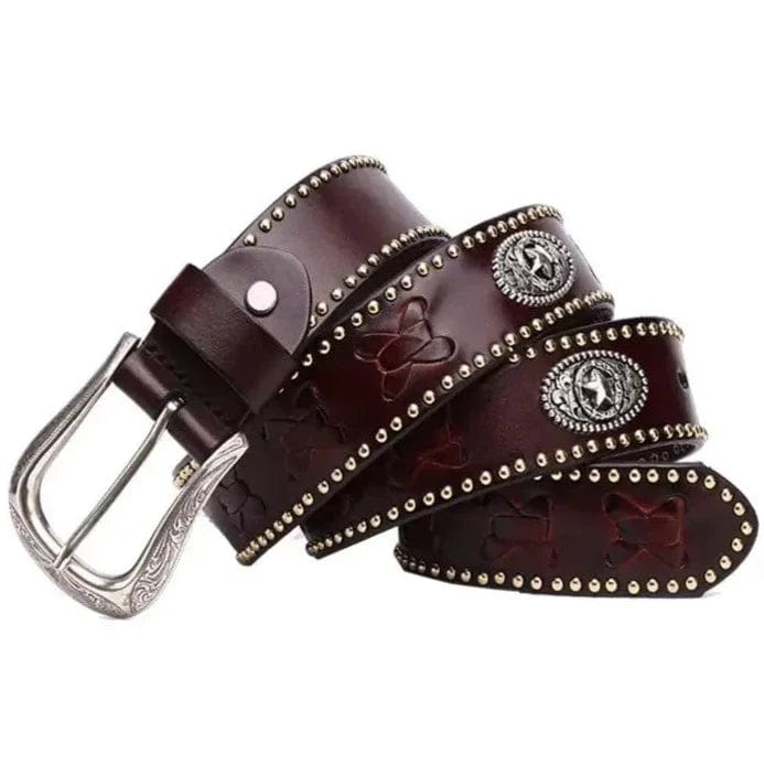 Ceinture Western Cloutée Chocolat / 105cm