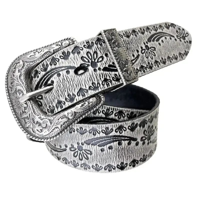 Ceinture Western en Cuir Blanc 105cm