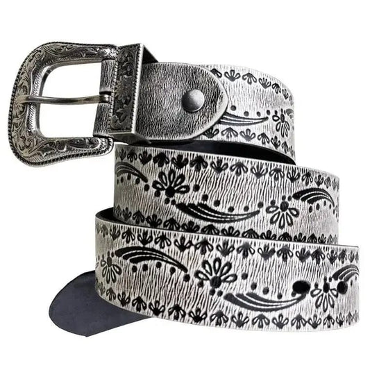 Ceinture Western en Cuir Blanc