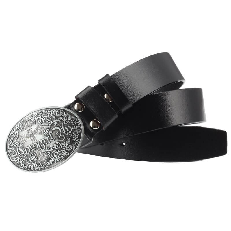 Ceinture Western en Cuir Femme Noir | Blanc / 105cm