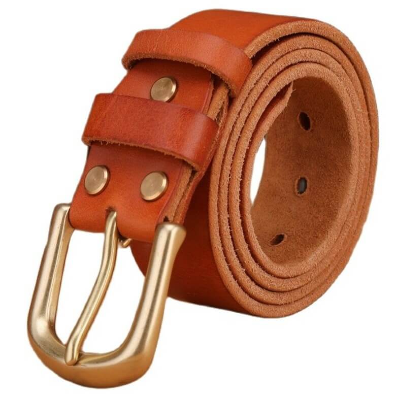 Ceinture Western en Cuir Marron Marron clair / 100cm