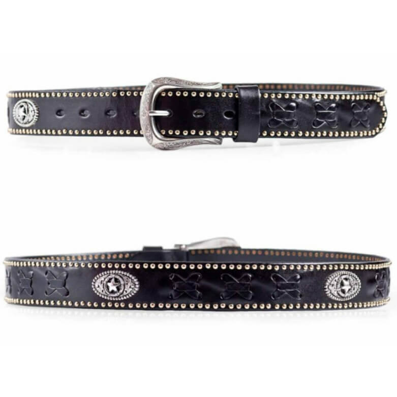 Ceinture Western en Cuir Noir