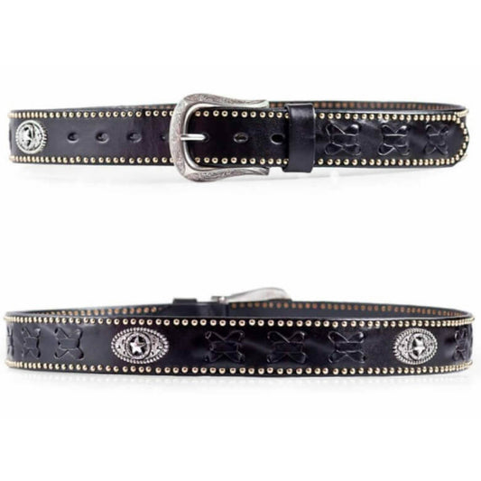 Ceinture Western en Cuir Noir