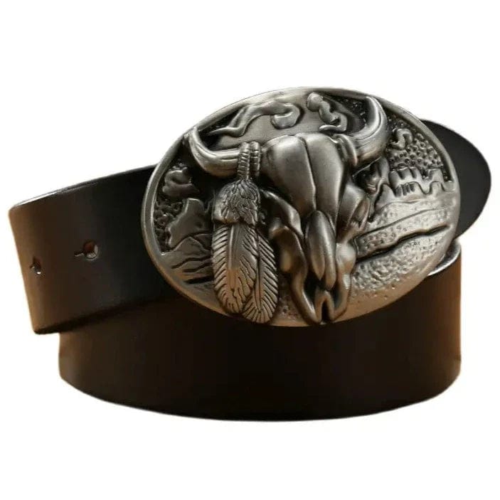 Ceinture Western Homme avec Boucle Noir / 100cm