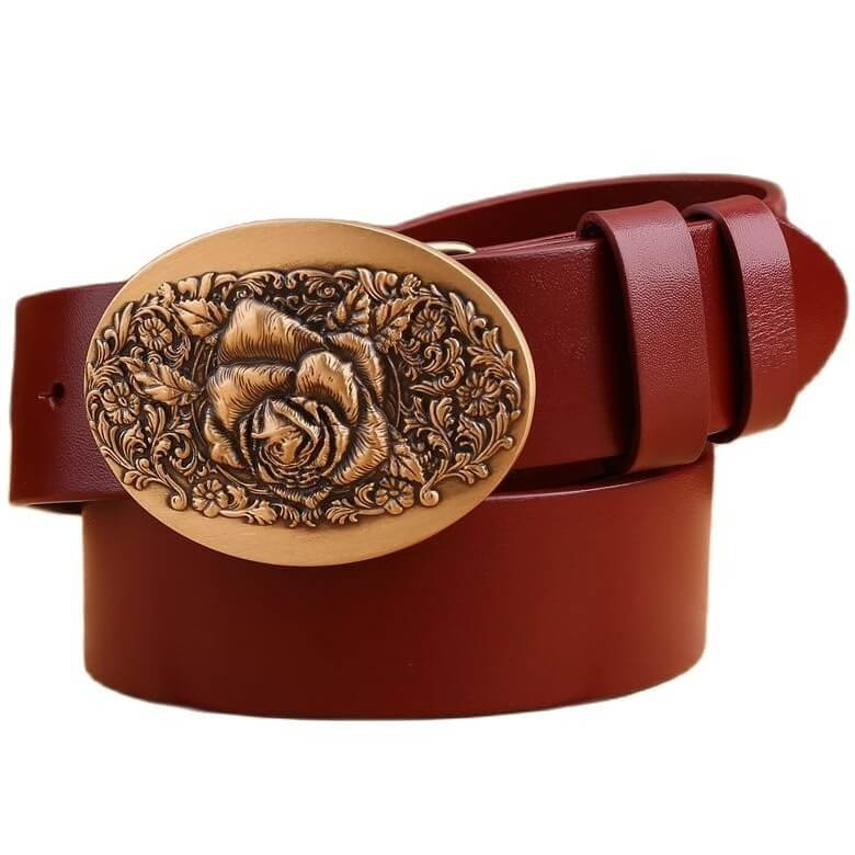 Ceinture Western Marron pour Femme Bordeaux / 100cm